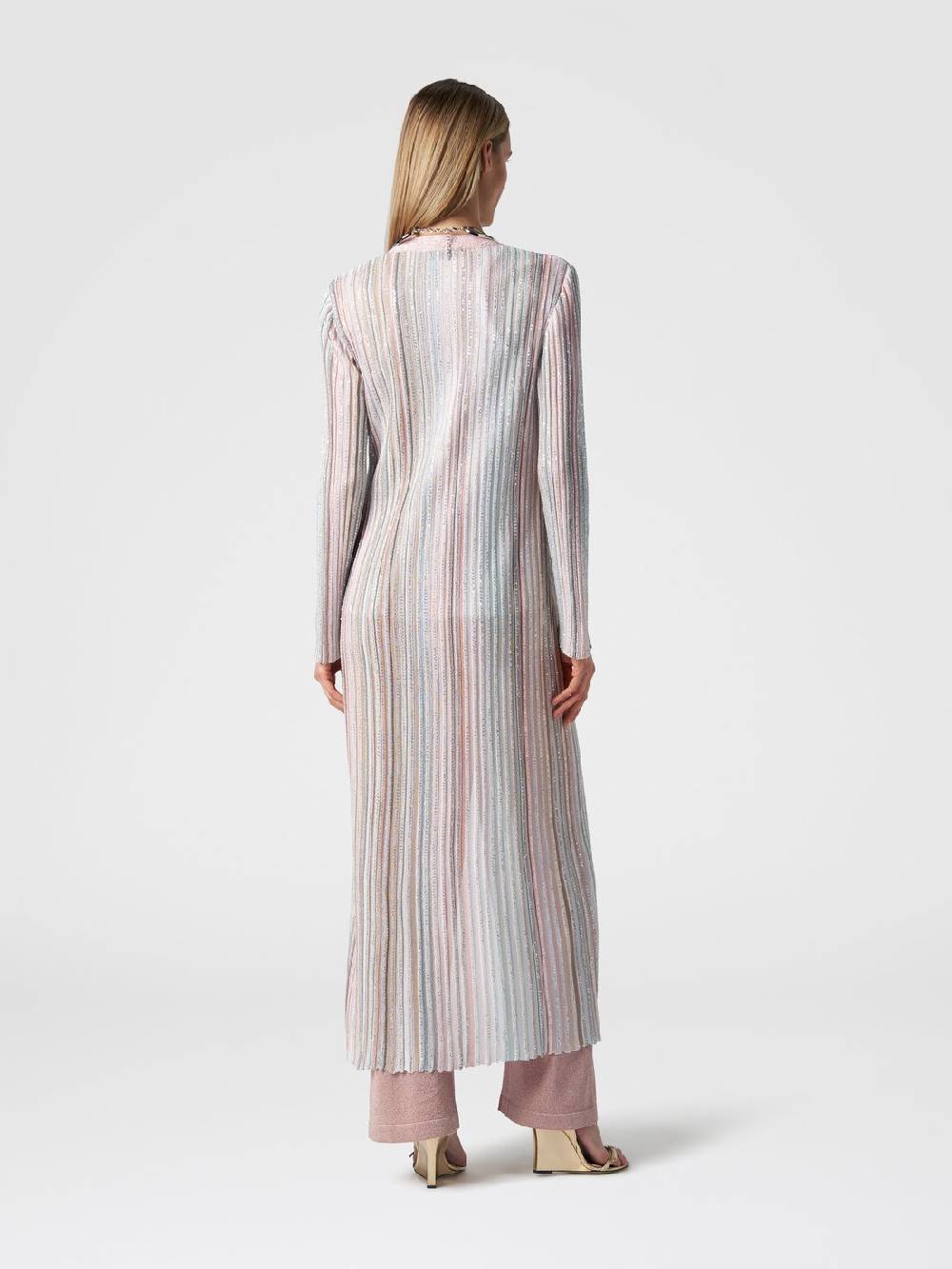 M Missoni Cardigan lungo in maglia con righe verticali e paillettes Grande vendita