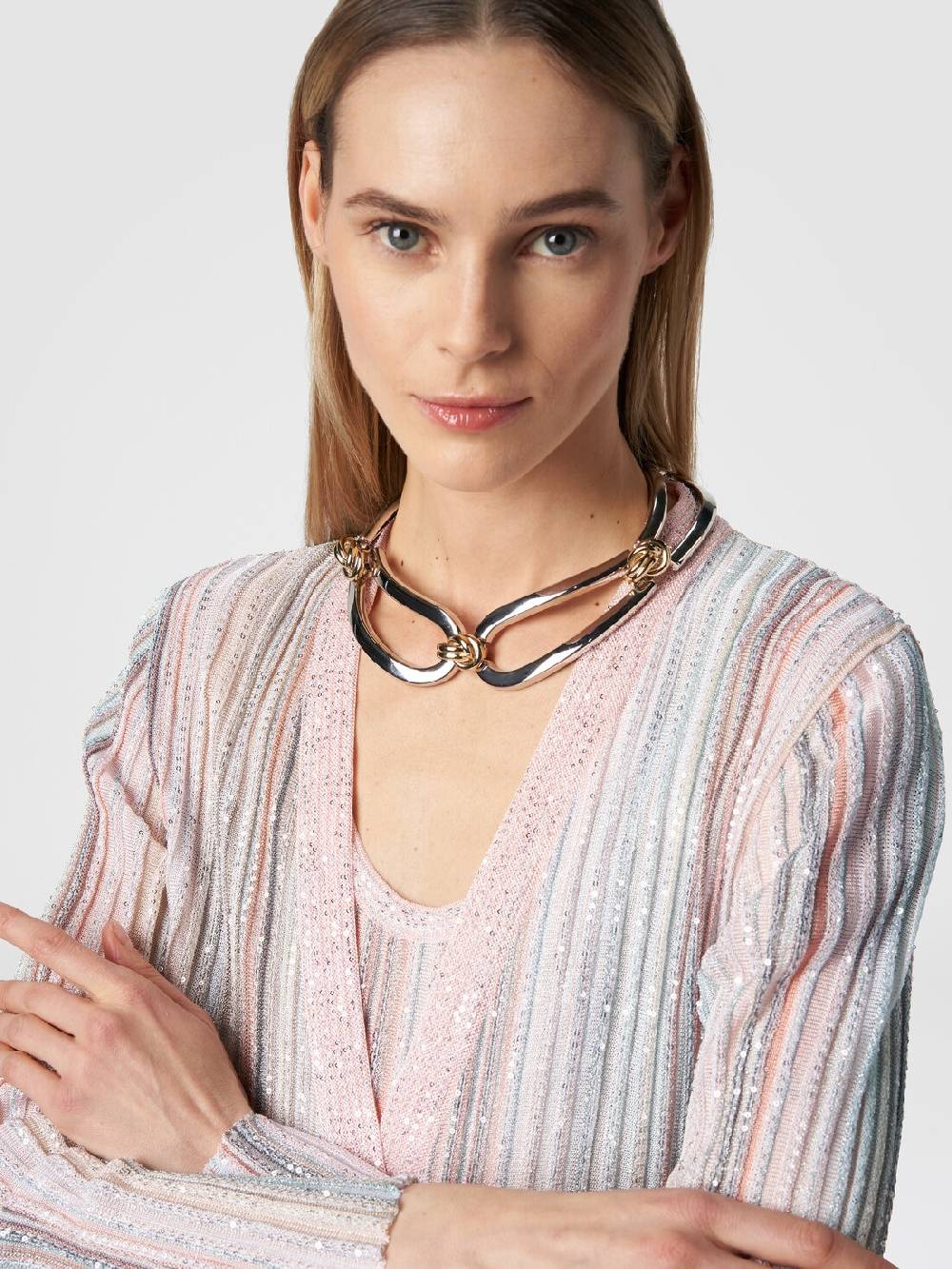M Missoni Cardigan lungo in maglia con righe verticali e paillettes Grande vendita