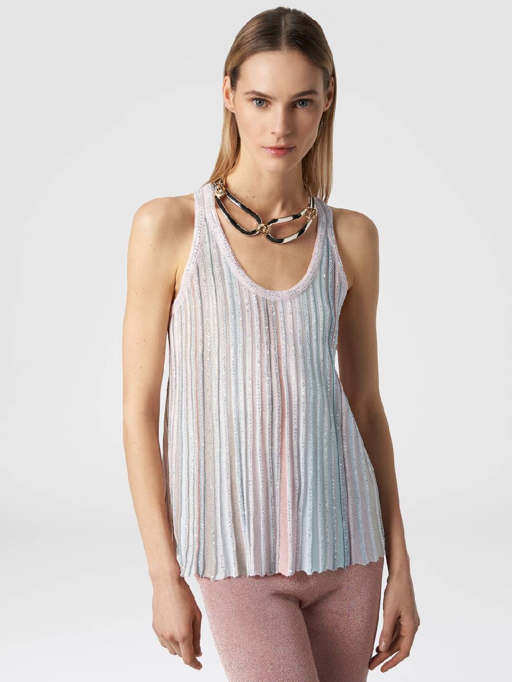 M Missoni Canottiera in maglia a righe verticali con paillettes Flash Sale