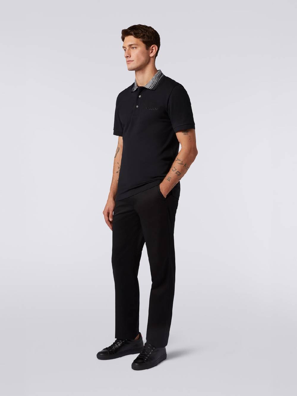 M Missoni Polo in cotone con colletto fiammato e scritta logo Nuovi prodotti