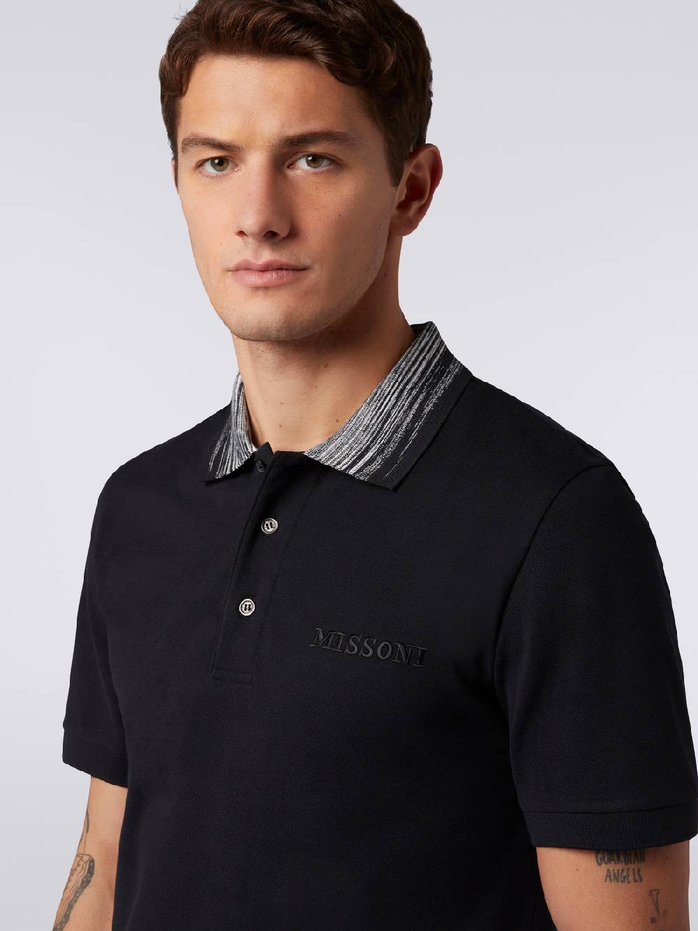 M Missoni Polo in cotone con colletto fiammato e scritta logo Nuovi prodotti