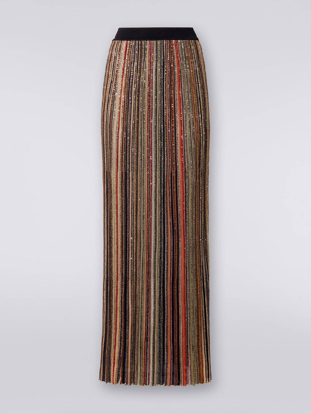 M Missoni Gonna lunga plissée a righe verticali con paillettes Convenienza