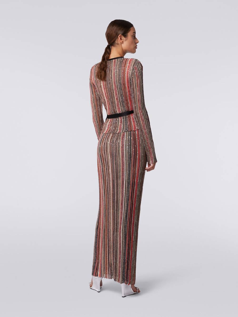 M Missoni Gonna lunga plissée a righe verticali con paillettes Convenienza
