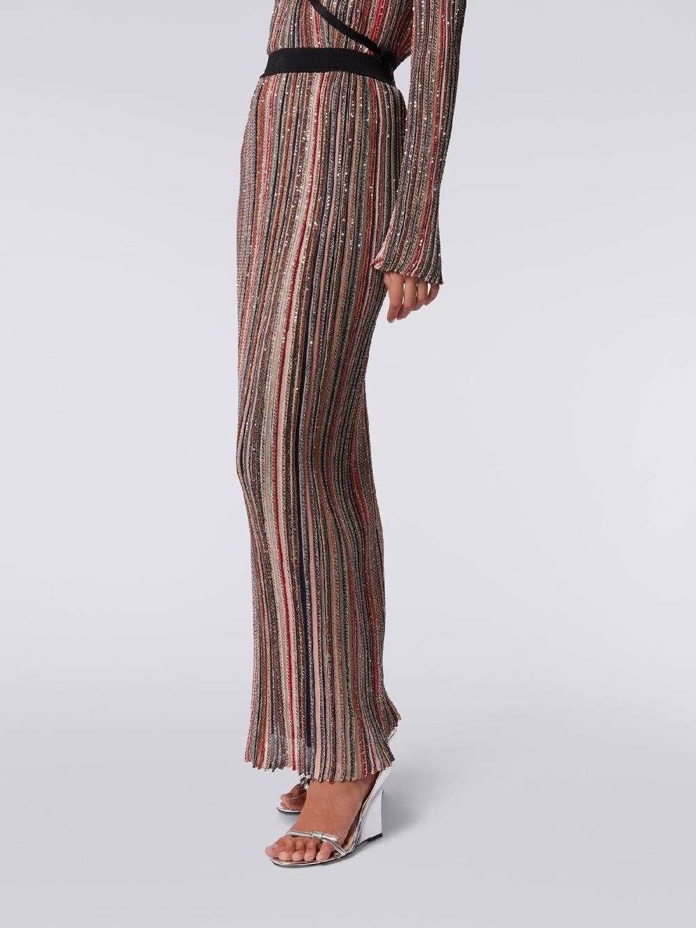 M Missoni Gonna lunga plissée a righe verticali con paillettes Convenienza