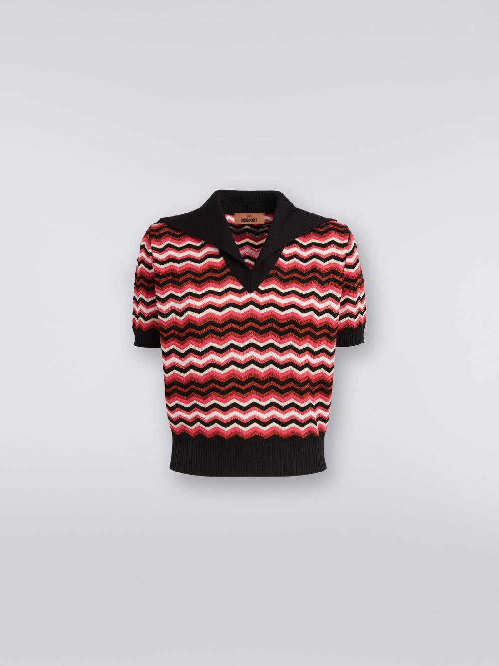 M Missoni Maglia a maniche corte chevron con profili a contrasto Sconto