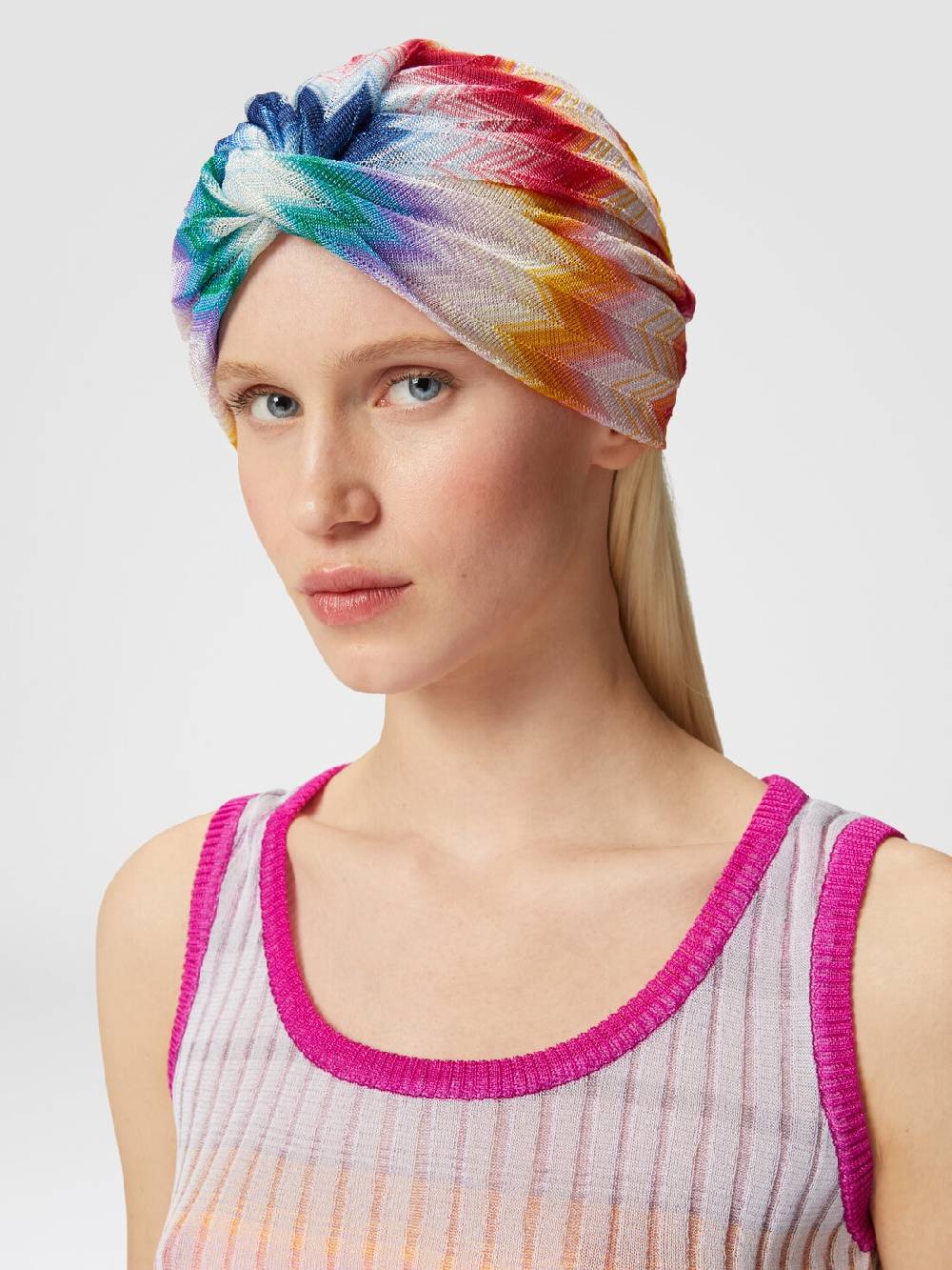 M Missoni Turbante in viscosa chevron con lamé Comprare a buon mercato