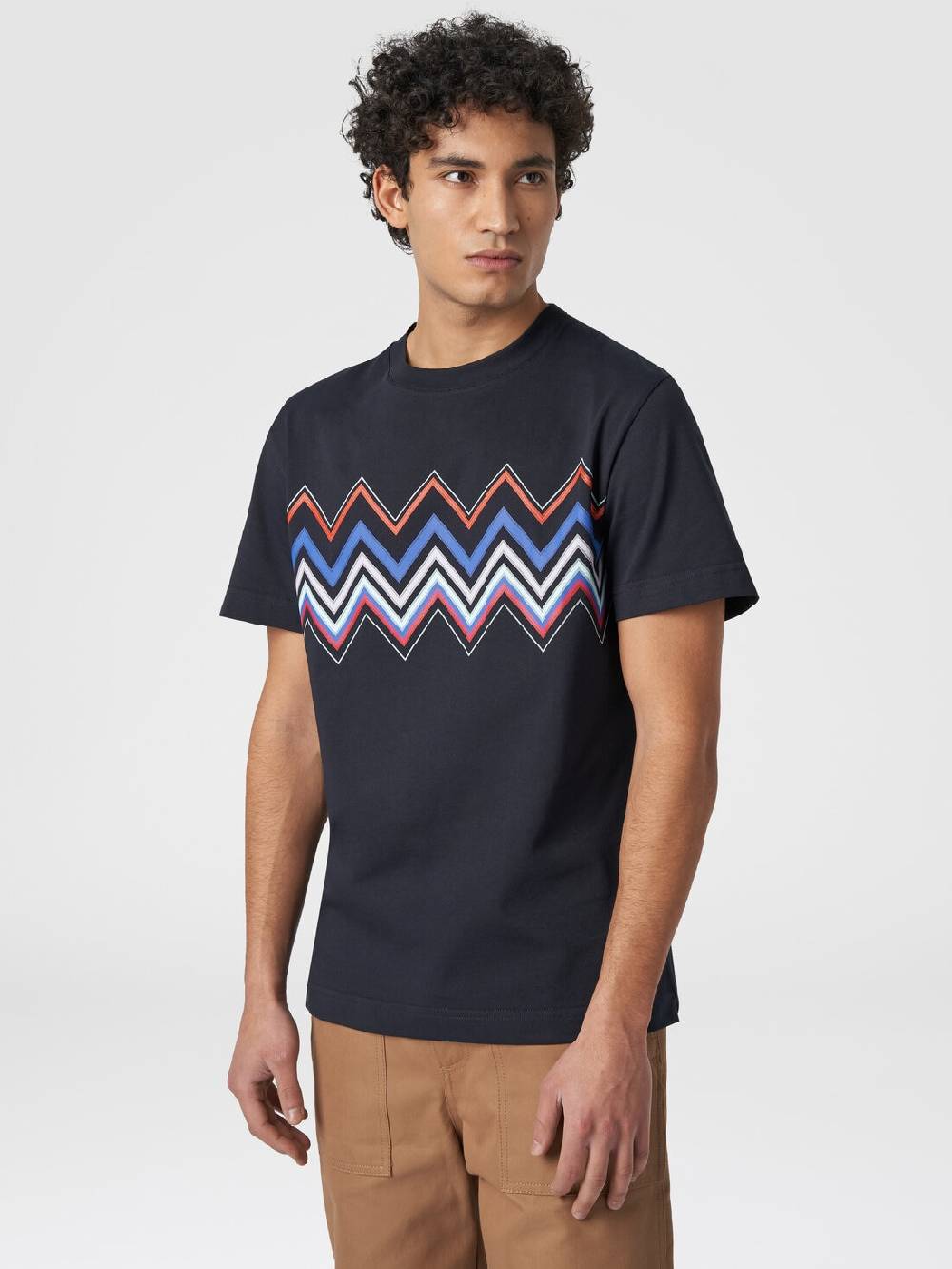 M Missoni T-shirt a maniche corte in cotone con stampa zig zag Fornitura limitata