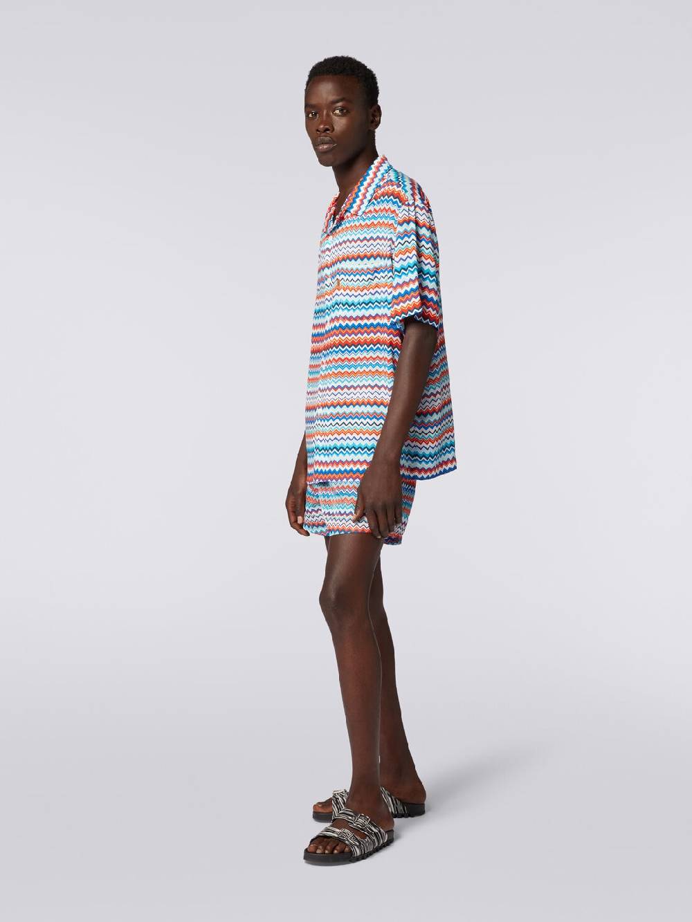 M Missoni Camicia a maniche corte modello bowling in viscosa zig zag Promozione Limitata
