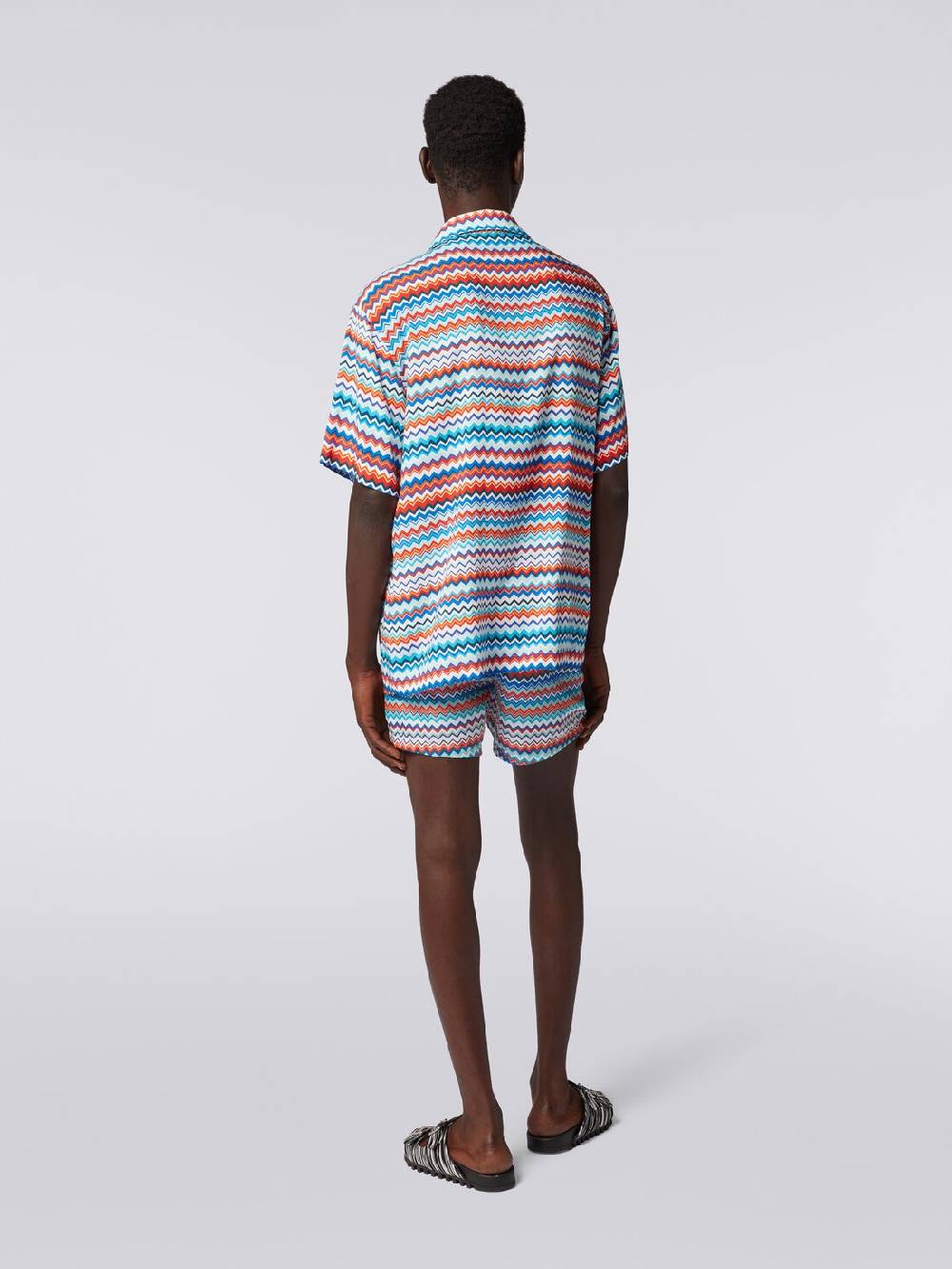 M Missoni Camicia a maniche corte modello bowling in viscosa zig zag Promozione Limitata
