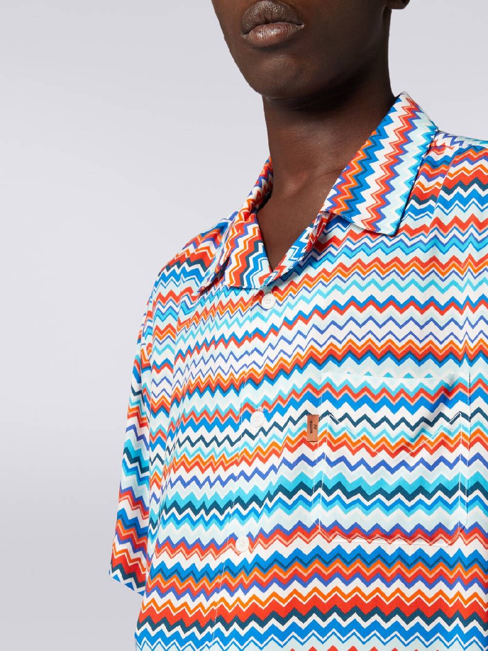 M Missoni Camicia a maniche corte modello bowling in viscosa zig zag Promozione Limitata