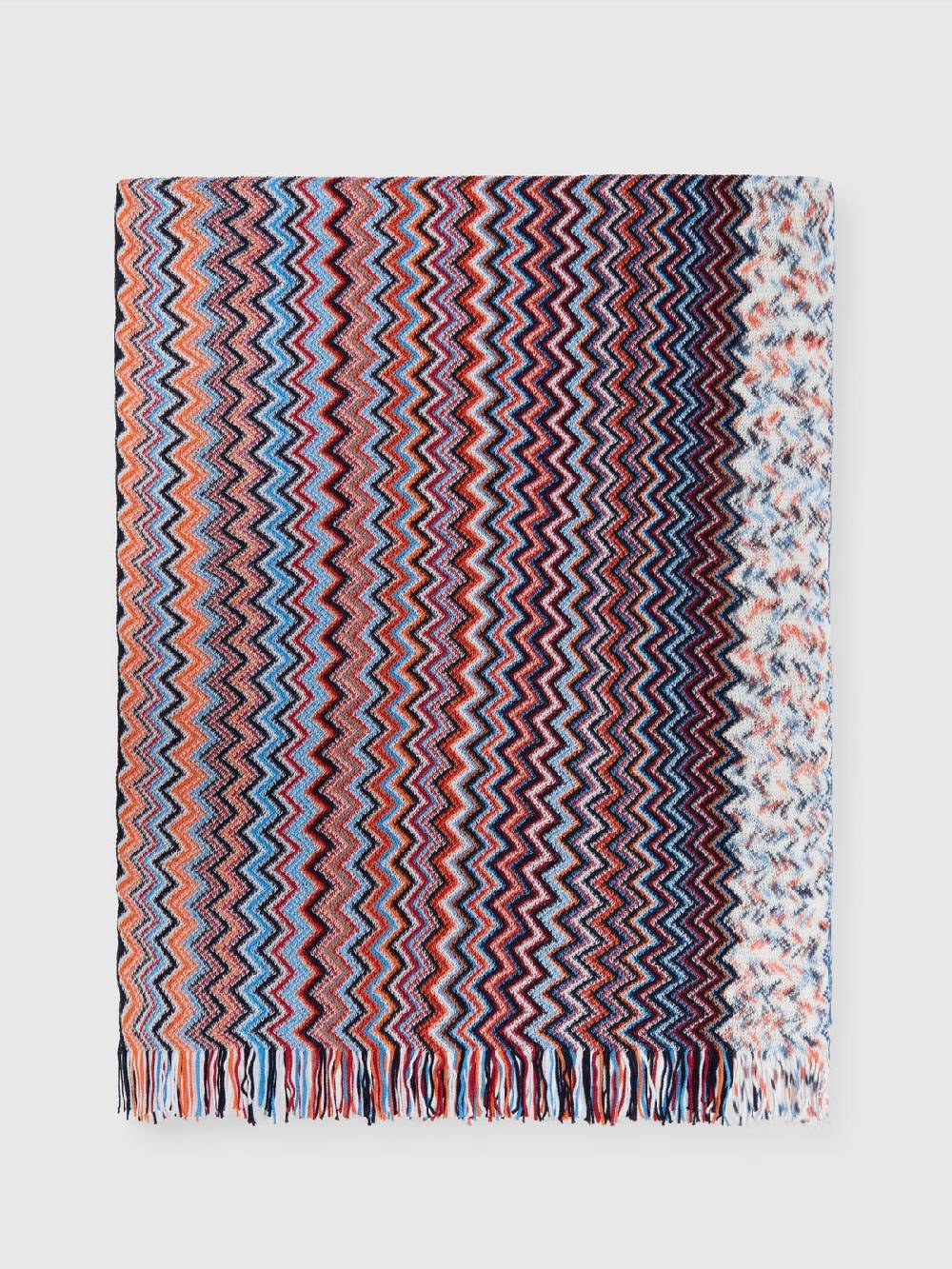 M Missoni Sciarpa in cotone chevron con frange
