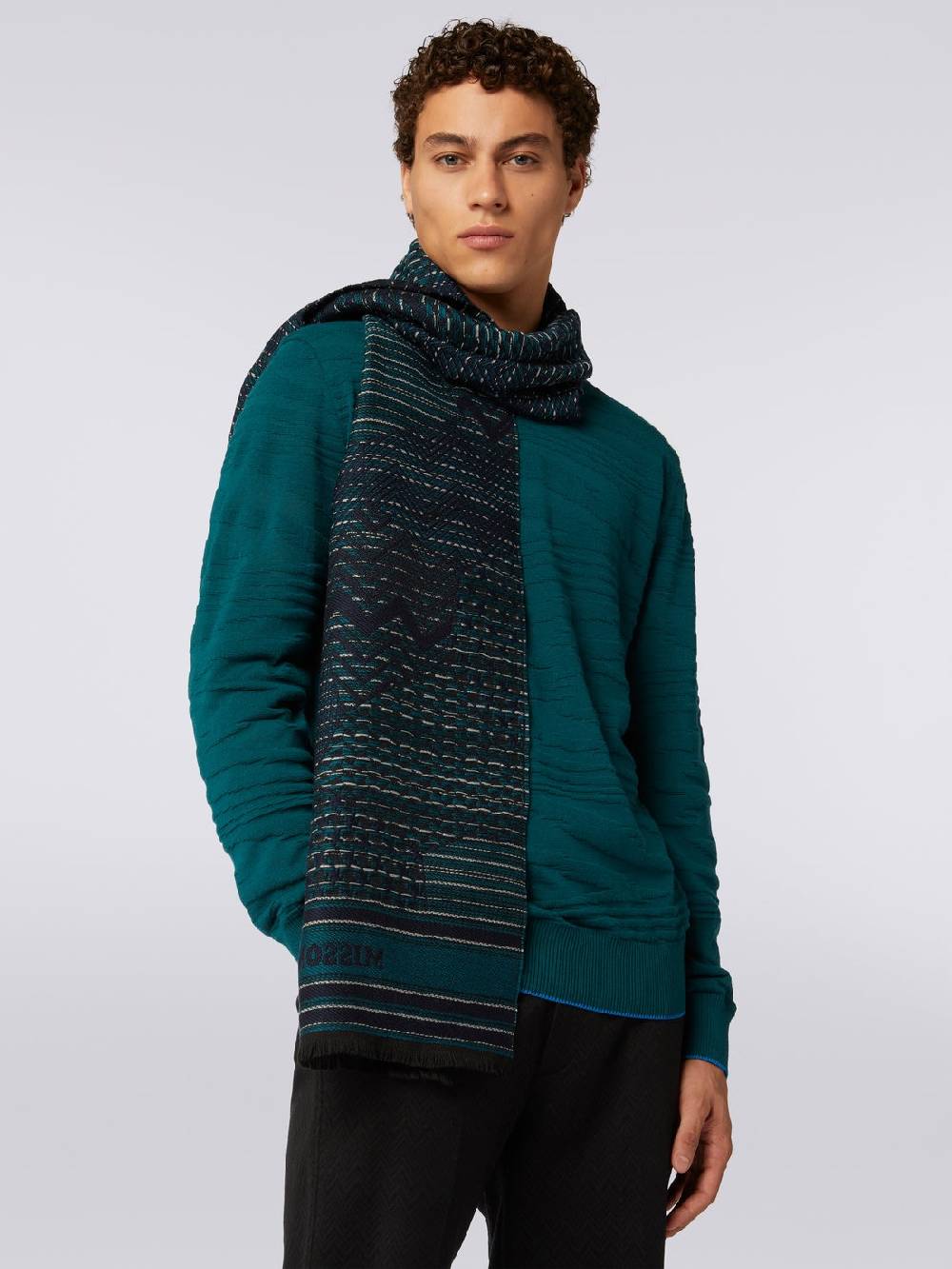 M Missoni Sciarpa in maglia di lana con multi-lavorazione e bordi sfrangiati Soddisfazione Garantita