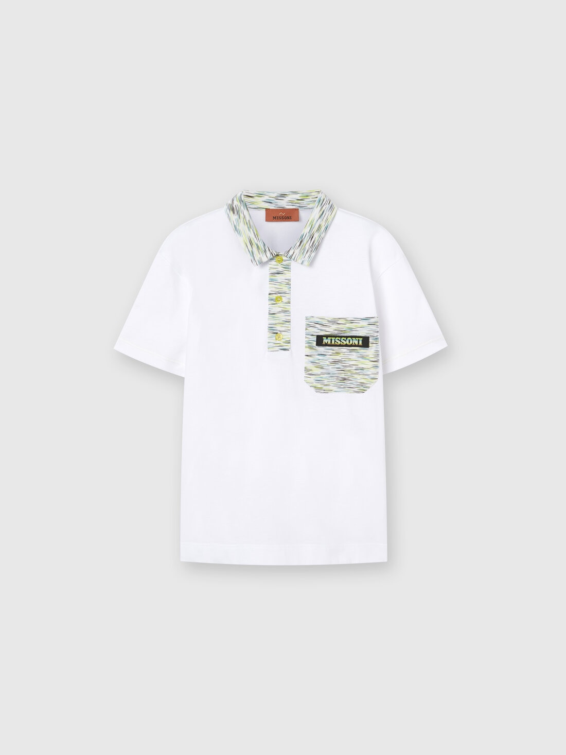 M Missoni Polo a maniche corte in cotone con inserti fiammati Sottocosto