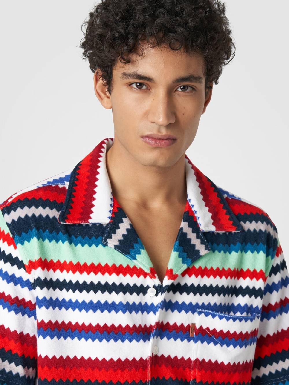 M Missoni Camicia a maniche corte modello bowling in spugna zig zag In Vendita