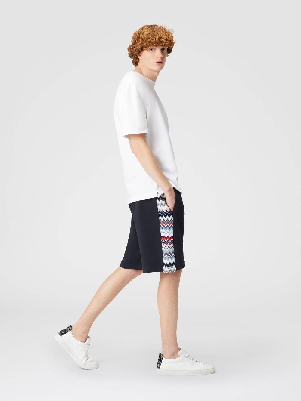 M Missoni Shorts in cotone con inserti chevron Offerte