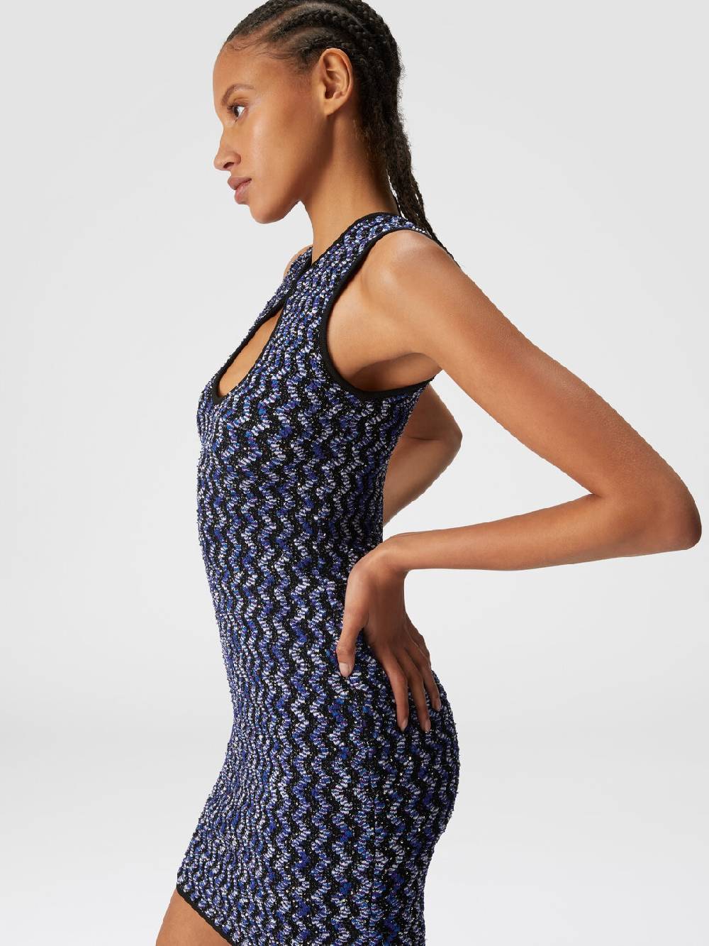 M Missoni Mini-abito senza maniche zig zag con paillettes Vendita Calda