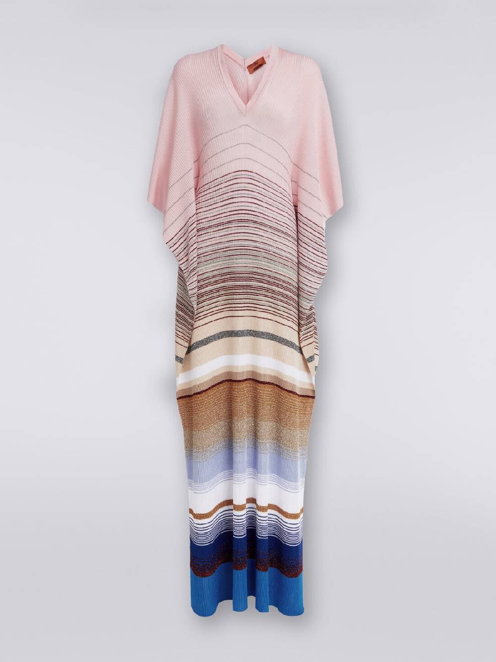 M Missoni Caftano copricostume lungo in maglia a costine rigata con lurex Nuova