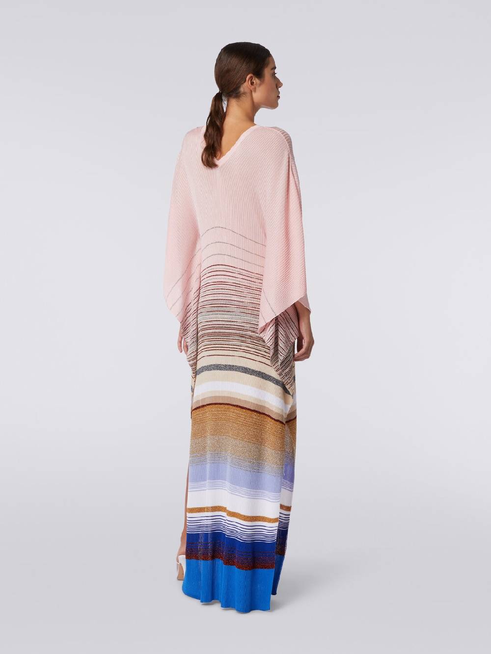 M Missoni Caftano copricostume lungo in maglia a costine rigata con lurex Nuova