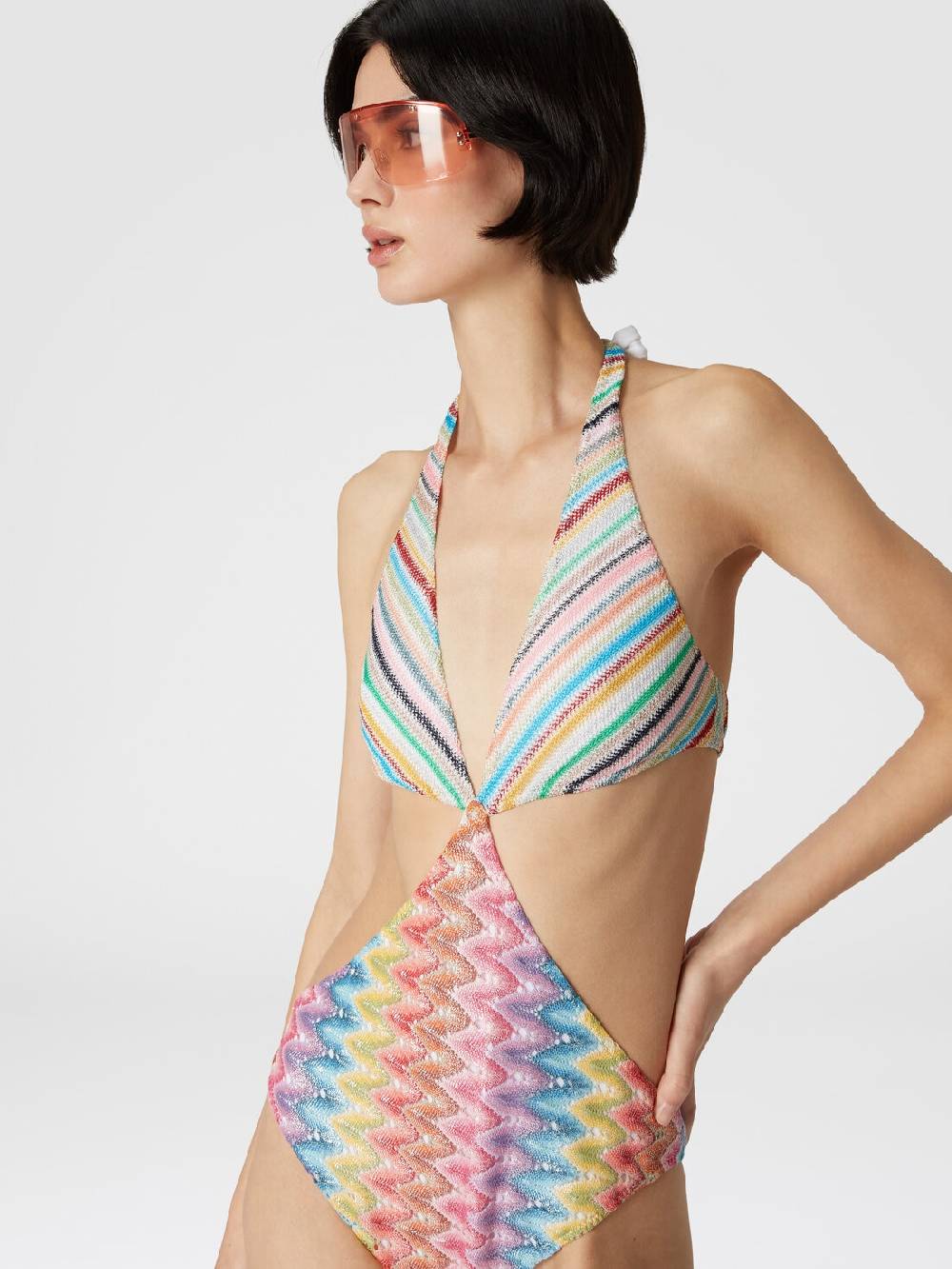 M Missoni Costume intero patchwork con dettagli cut out Italy