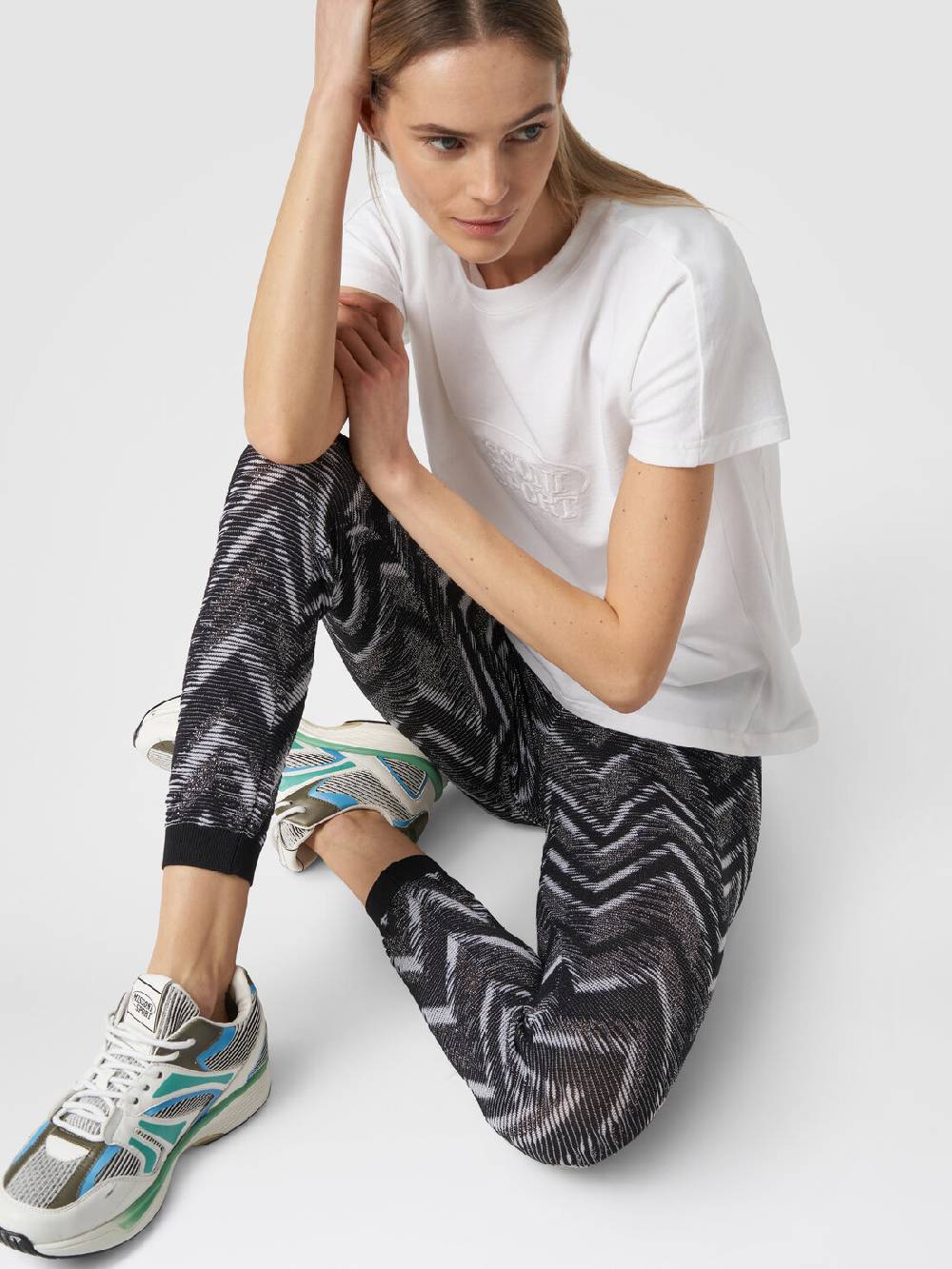 M Missoni Leggings in maglia con lurex e logo Vendita