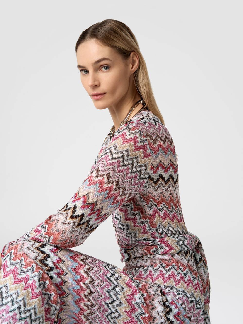M Missoni Tuta lunga in viscosa lamé zig zag Consegna Veloce