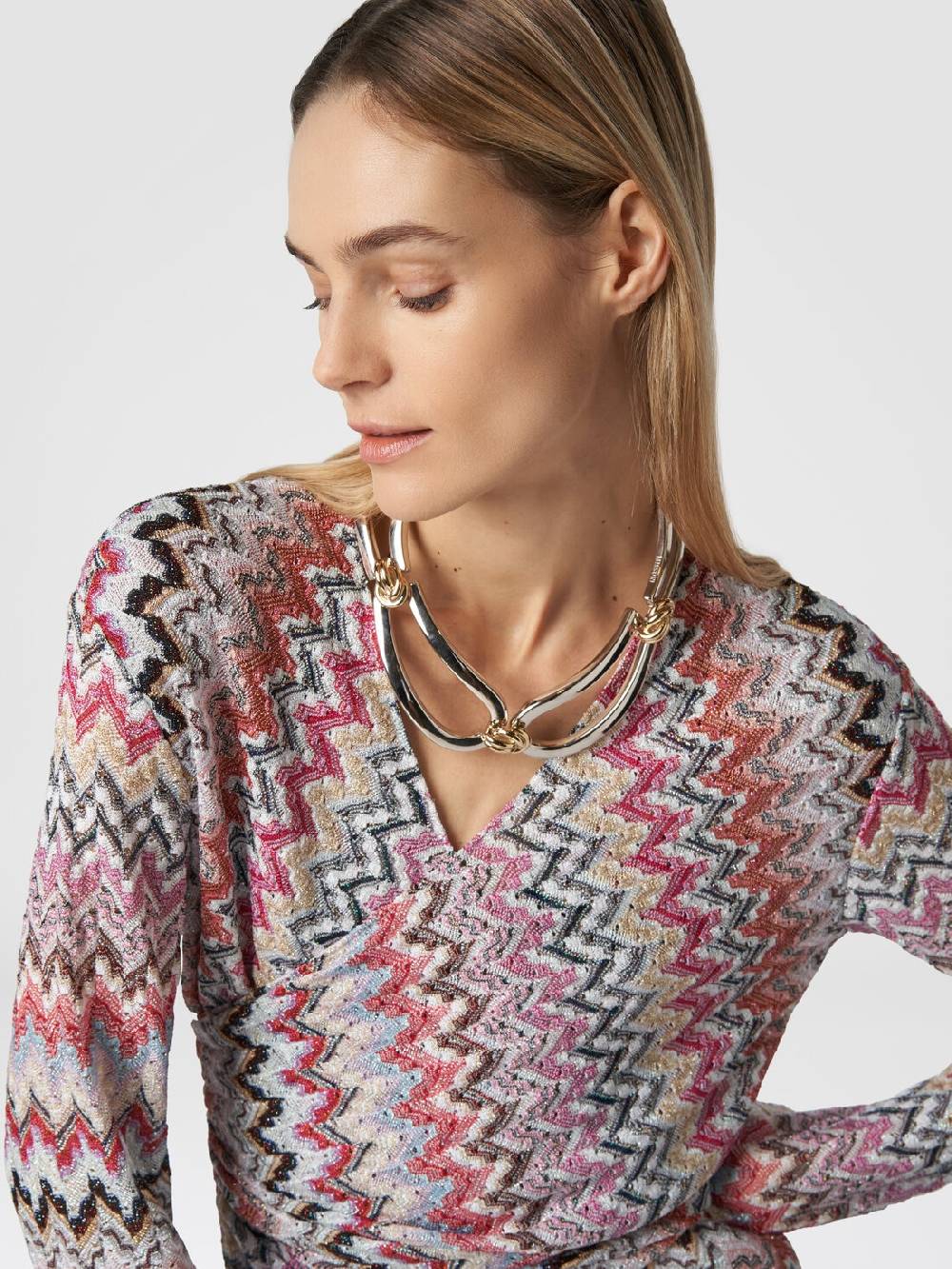 M Missoni Tuta lunga in viscosa lamé zig zag Consegna Veloce