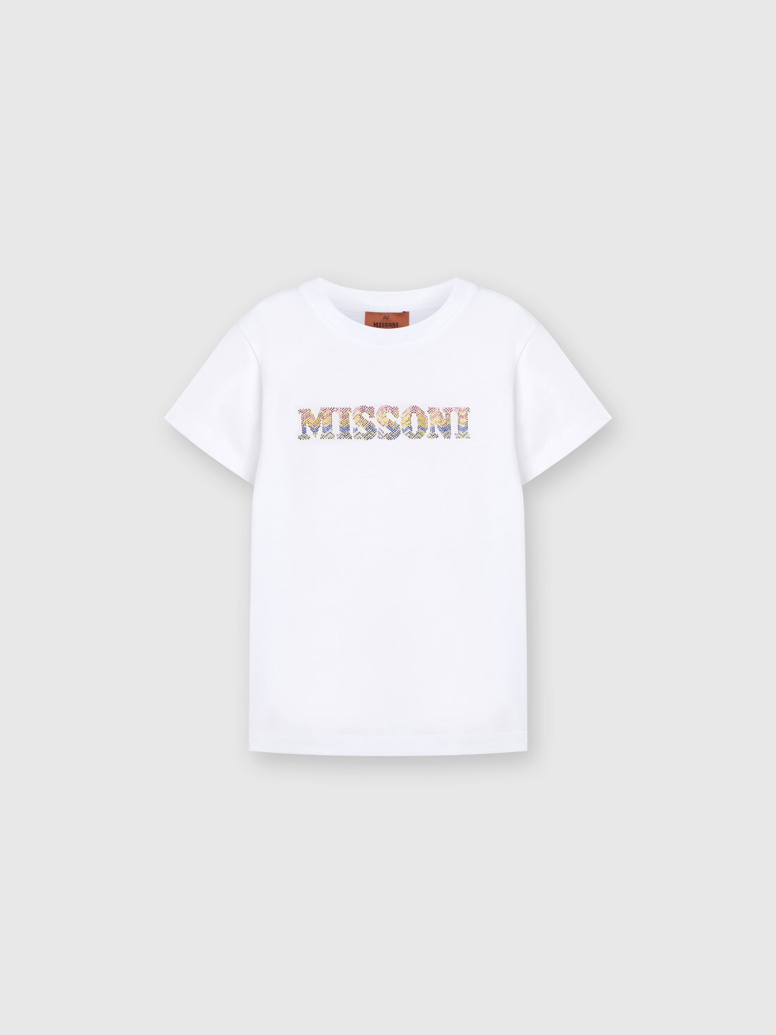 M Missoni T-shirt in jersey di cotone con scritta logo chevron Nuovo