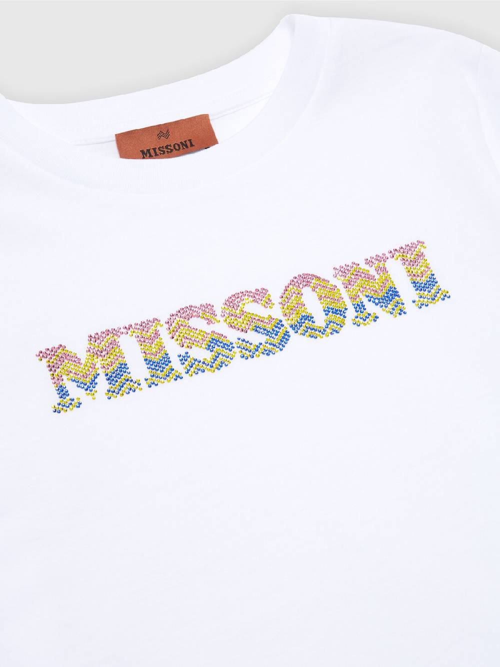 M Missoni T-shirt in jersey di cotone con scritta logo chevron Nuovo