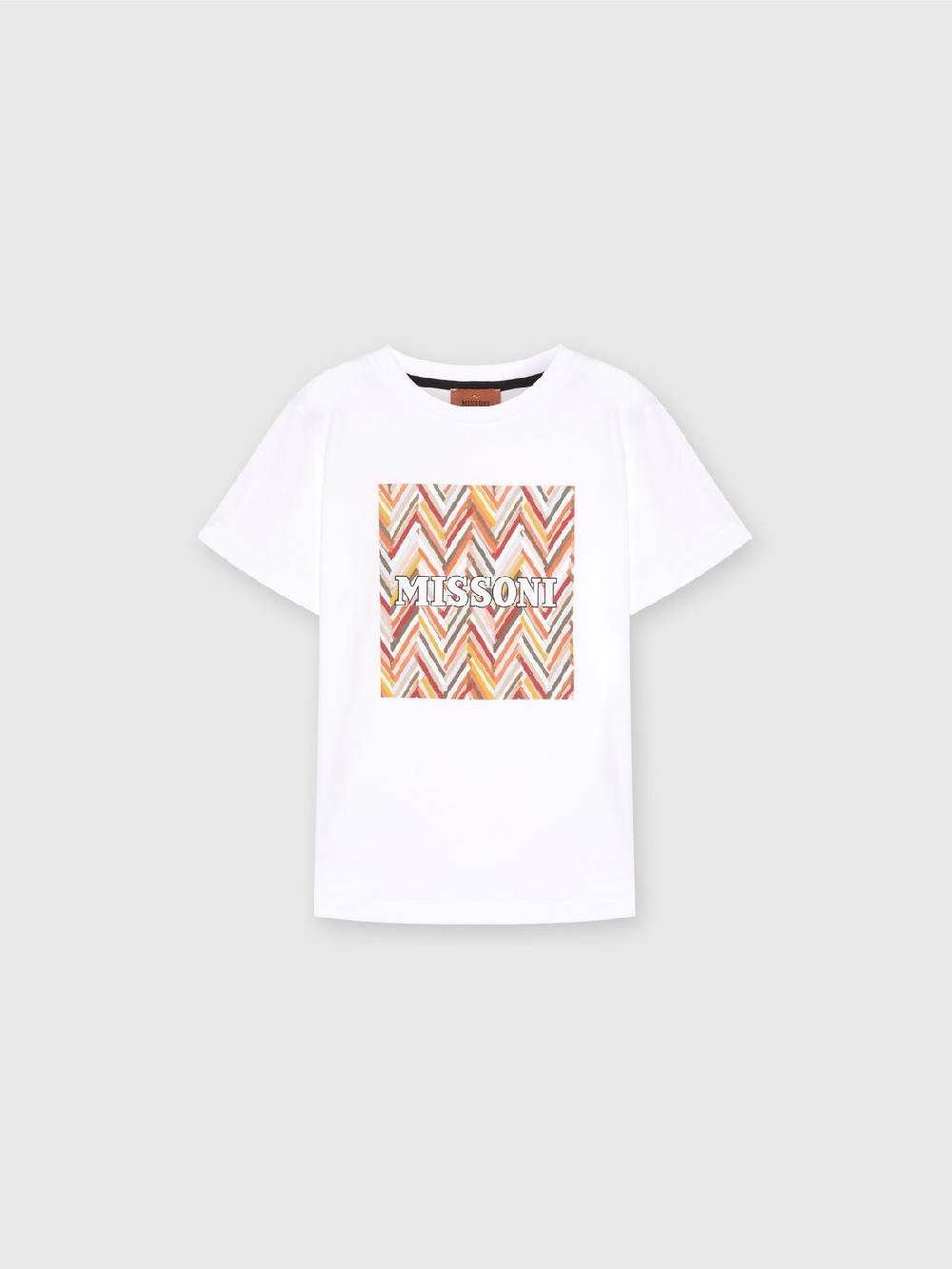 M Missoni T-shirt in jersey di cotone con stampa chevron e logo Qualità