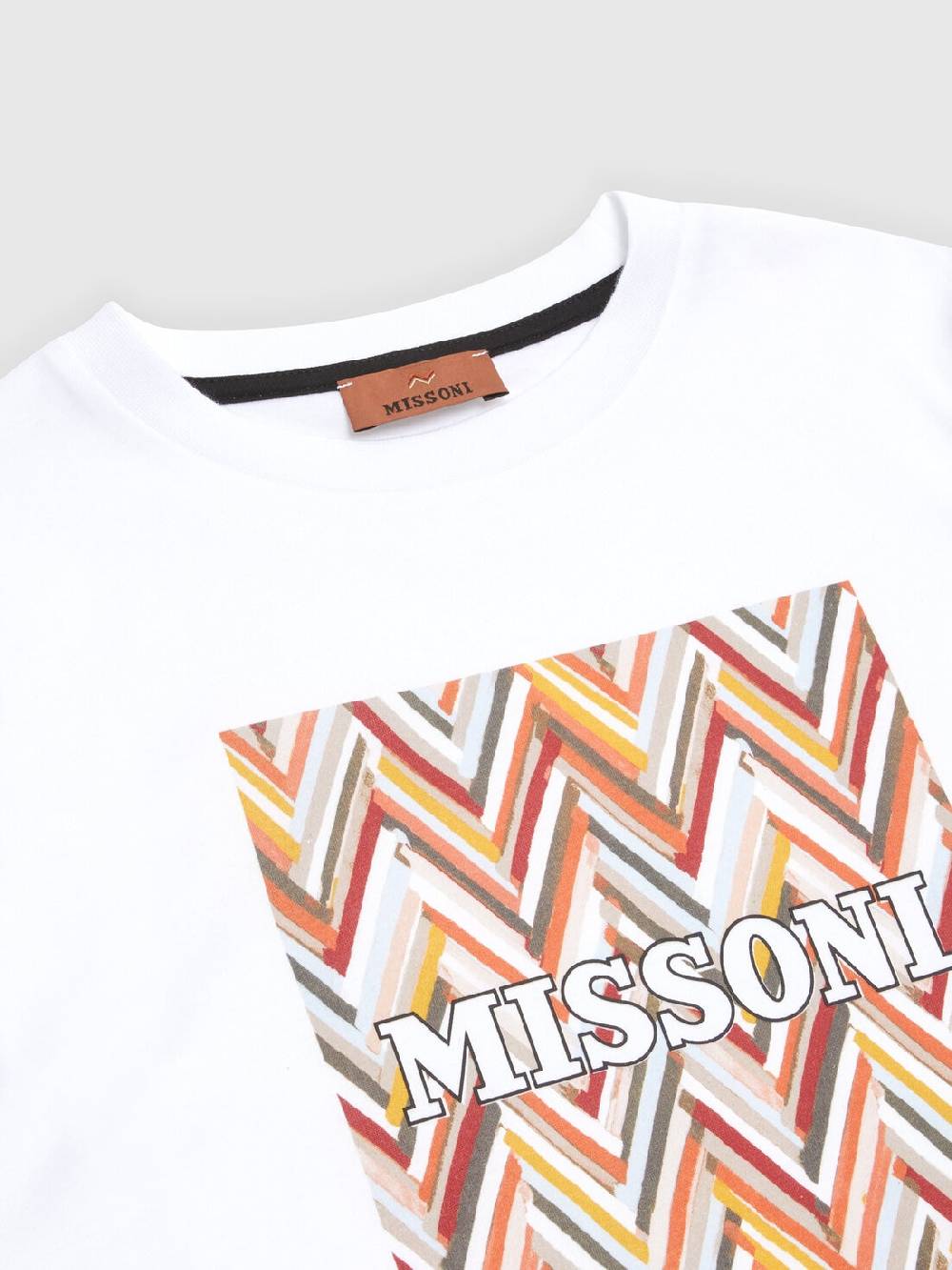 M Missoni T-shirt in jersey di cotone con stampa chevron e logo Qualità