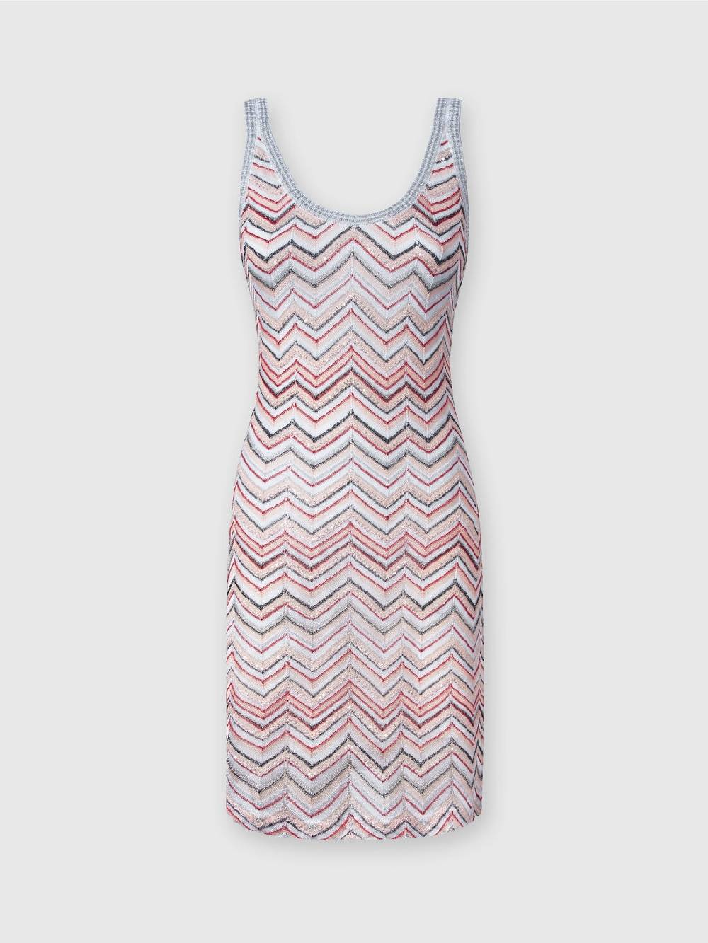 M Missoni Mini-abito senza maniche in misto viscosa zig zag con paillettes Nuova