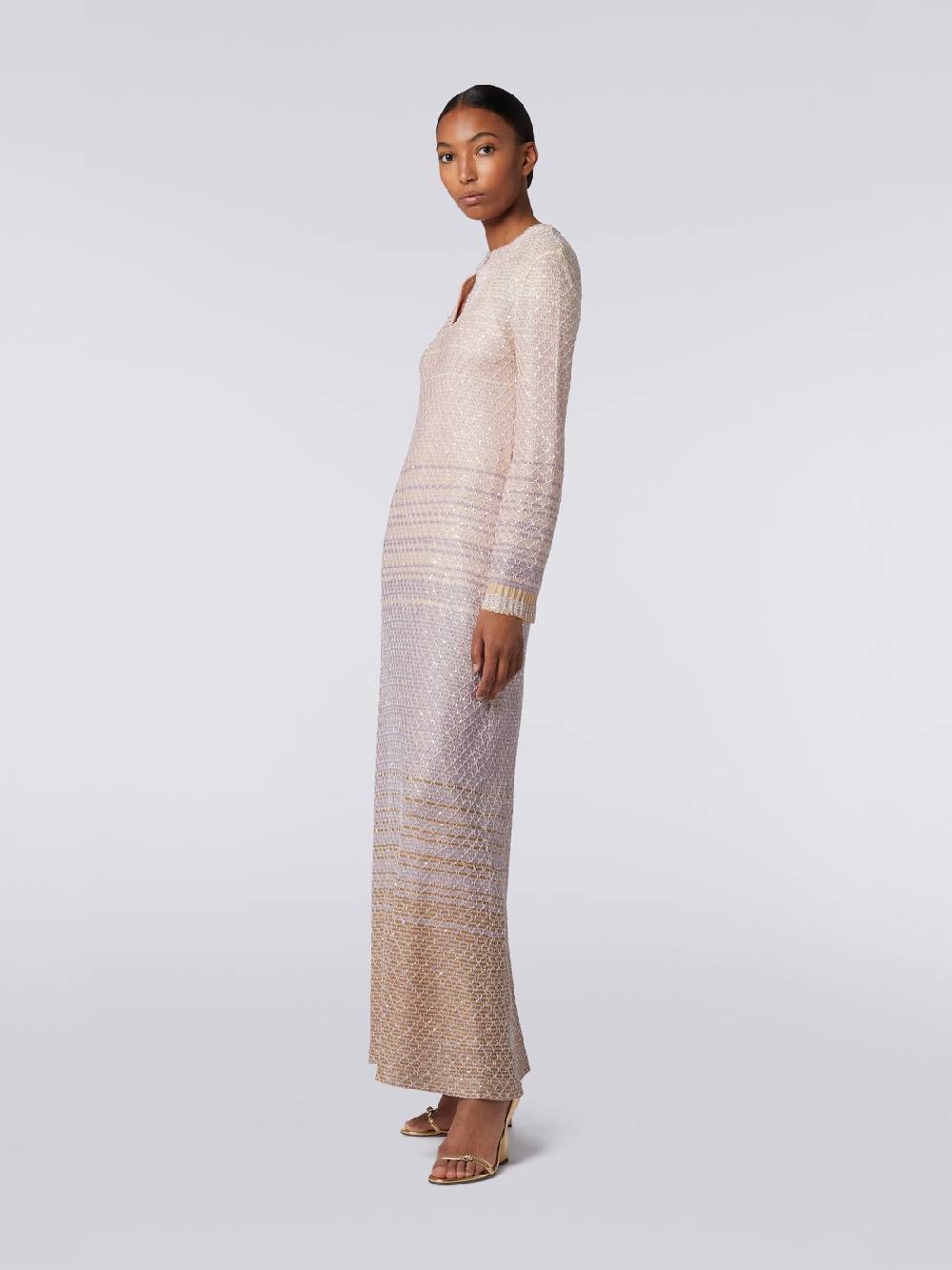 M Missoni Abito lungo in maglia dégradé con paillettes 2025