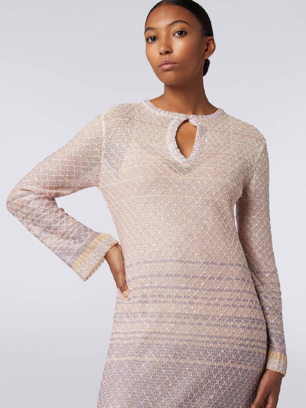 M Missoni Abito lungo in maglia dégradé con paillettes 2025