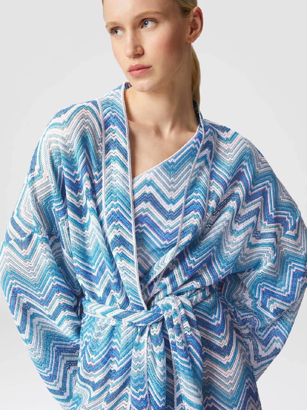 M Missoni Copricostume corto a vestaglia in crochet chevron con lurex Negozi Online