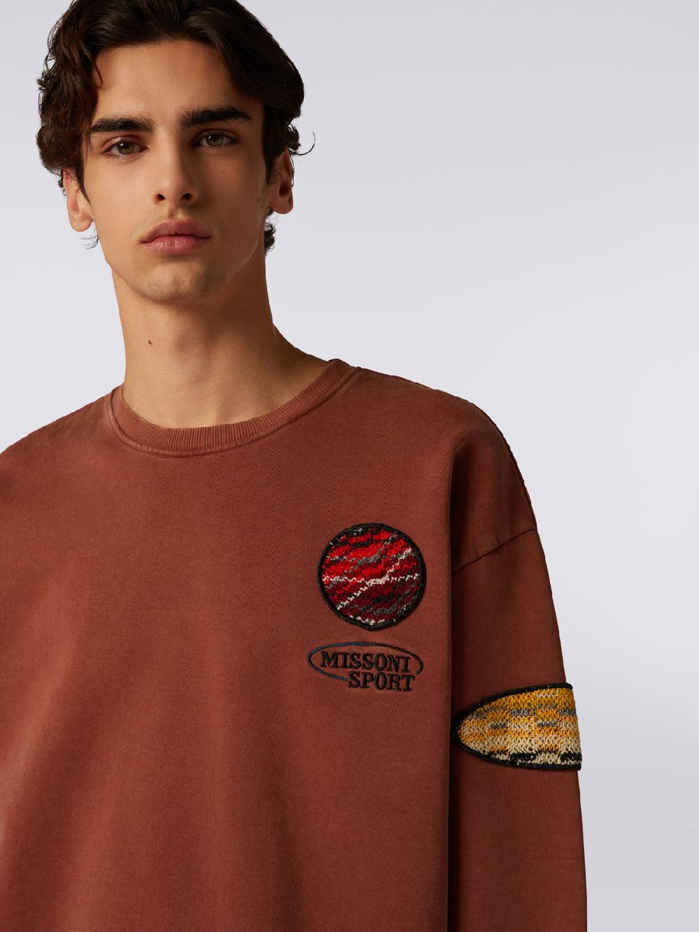 M Missoni Pullover girocollo in felpa di cotone con inserto in maglia Shopping Online
