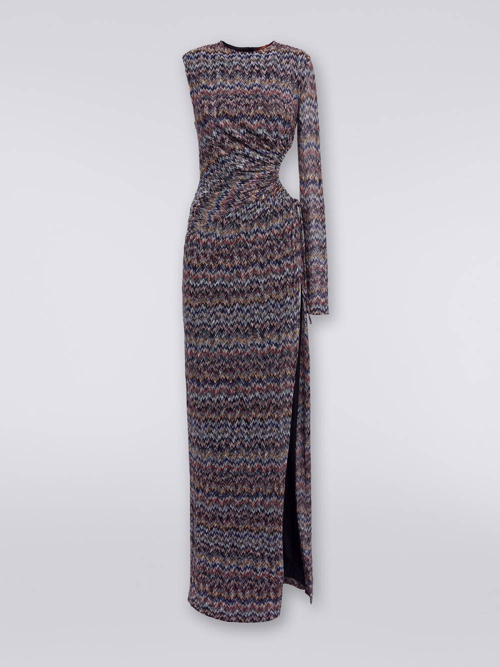 M Missoni Abito lungo monospalla con dettaglio cut-out e spacco In Saldo