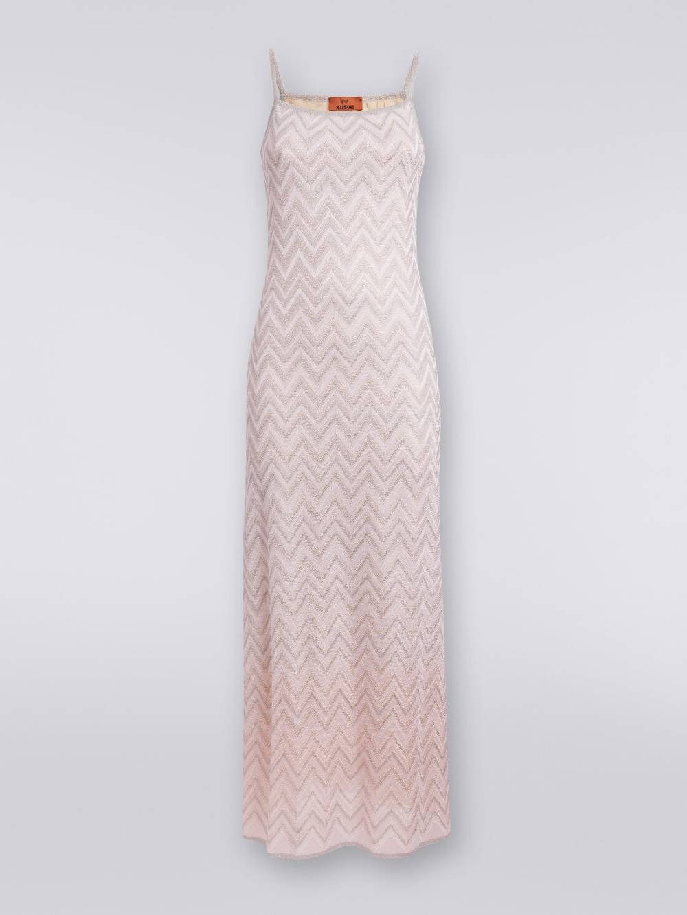 M Missoni Abito lungo senza maniche in viscosa lamé zig zag Nuova
