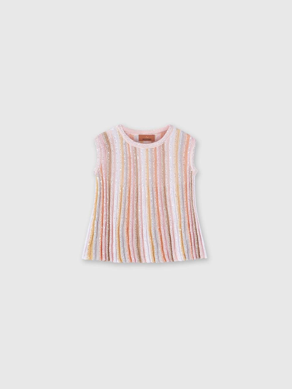 M Missoni Top senza maniche in maglia di viscosa plissée con paillettes In Linea