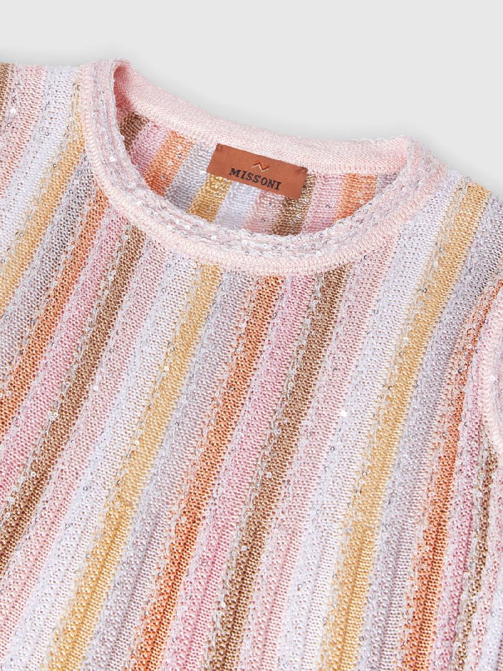 M Missoni Top senza maniche in maglia di viscosa plissée con paillettes In Linea