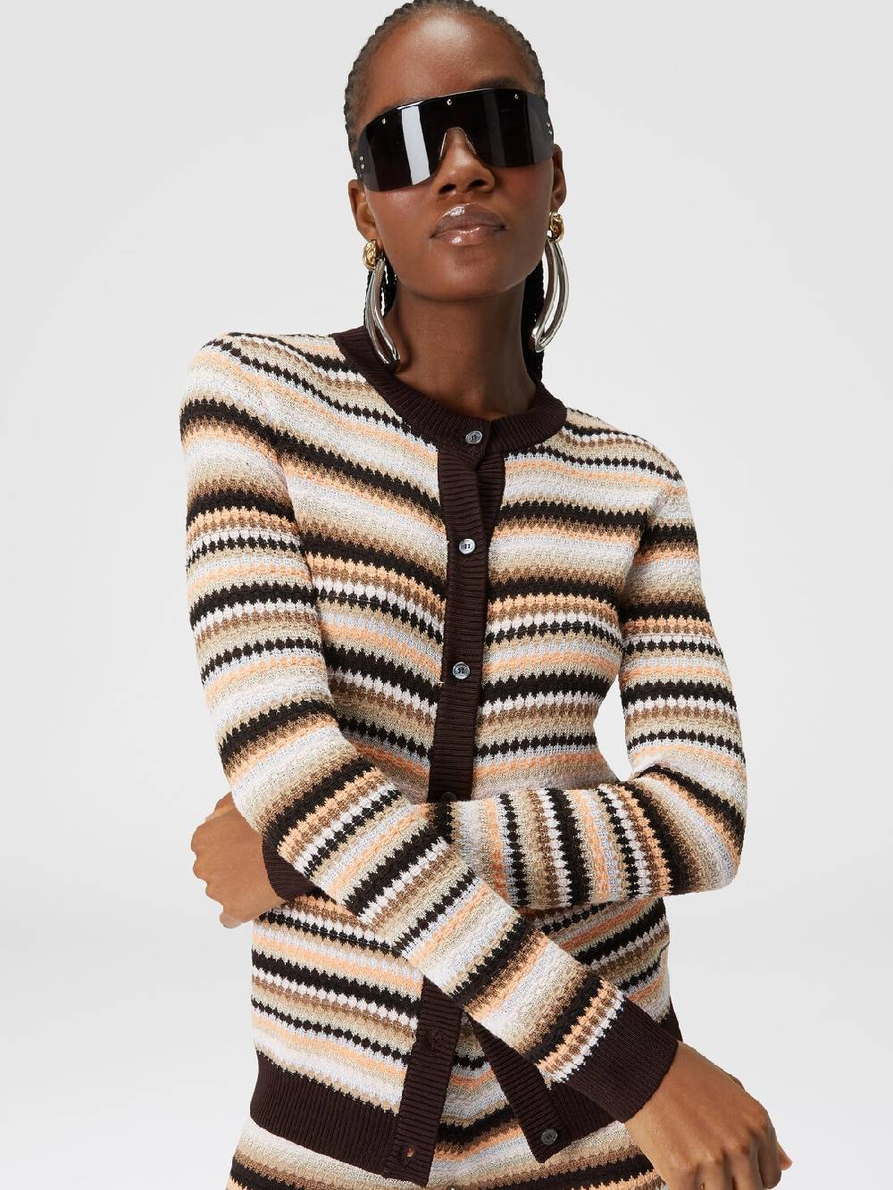 M Missoni Cardigan in cotone e viscosa a righe con profili a contrasto Comprane uno, ottenene uno gratis