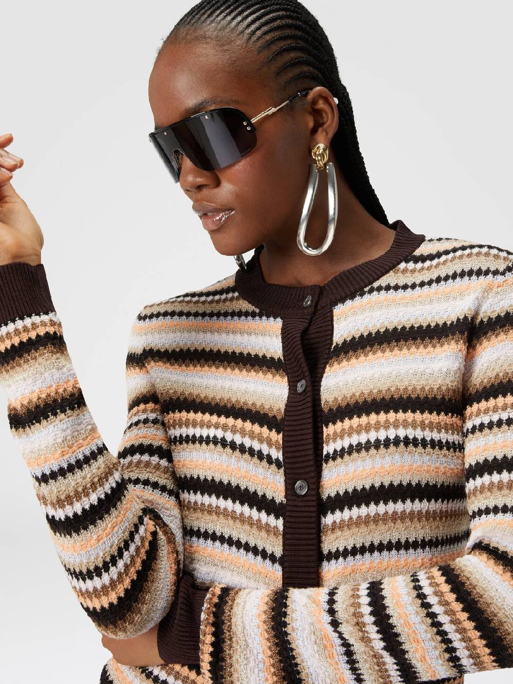 M Missoni Cardigan in cotone e viscosa a righe con profili a contrasto Comprane uno, ottenene uno gratis