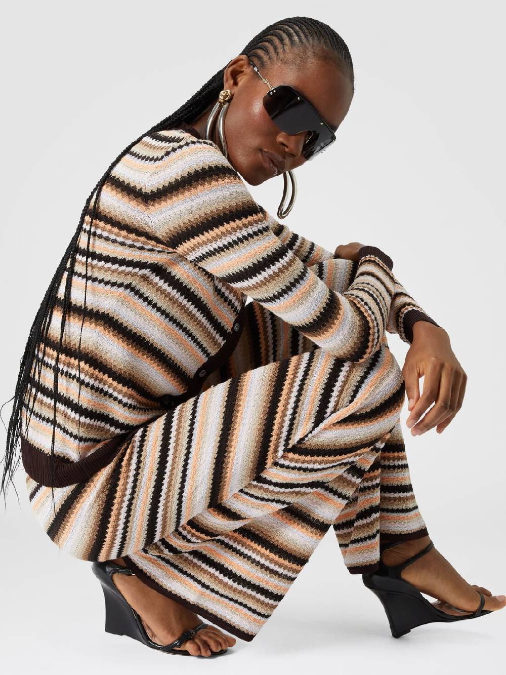 M Missoni Pantaloni dritti in maglia rigata di cotone e viscosa Offerte giornaliere