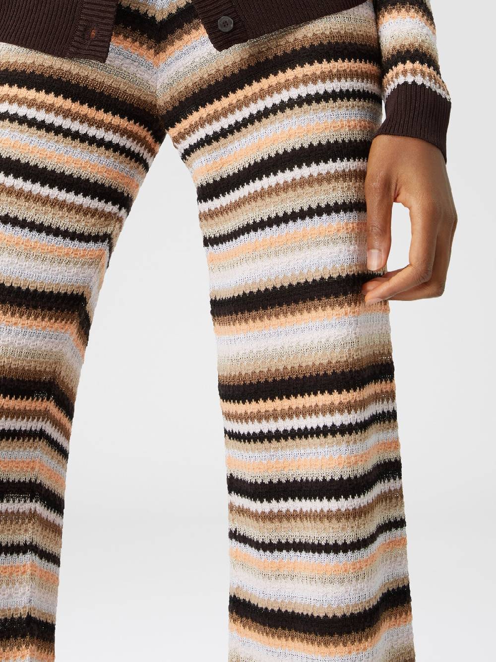 M Missoni Pantaloni dritti in maglia rigata di cotone e viscosa Offerte giornaliere