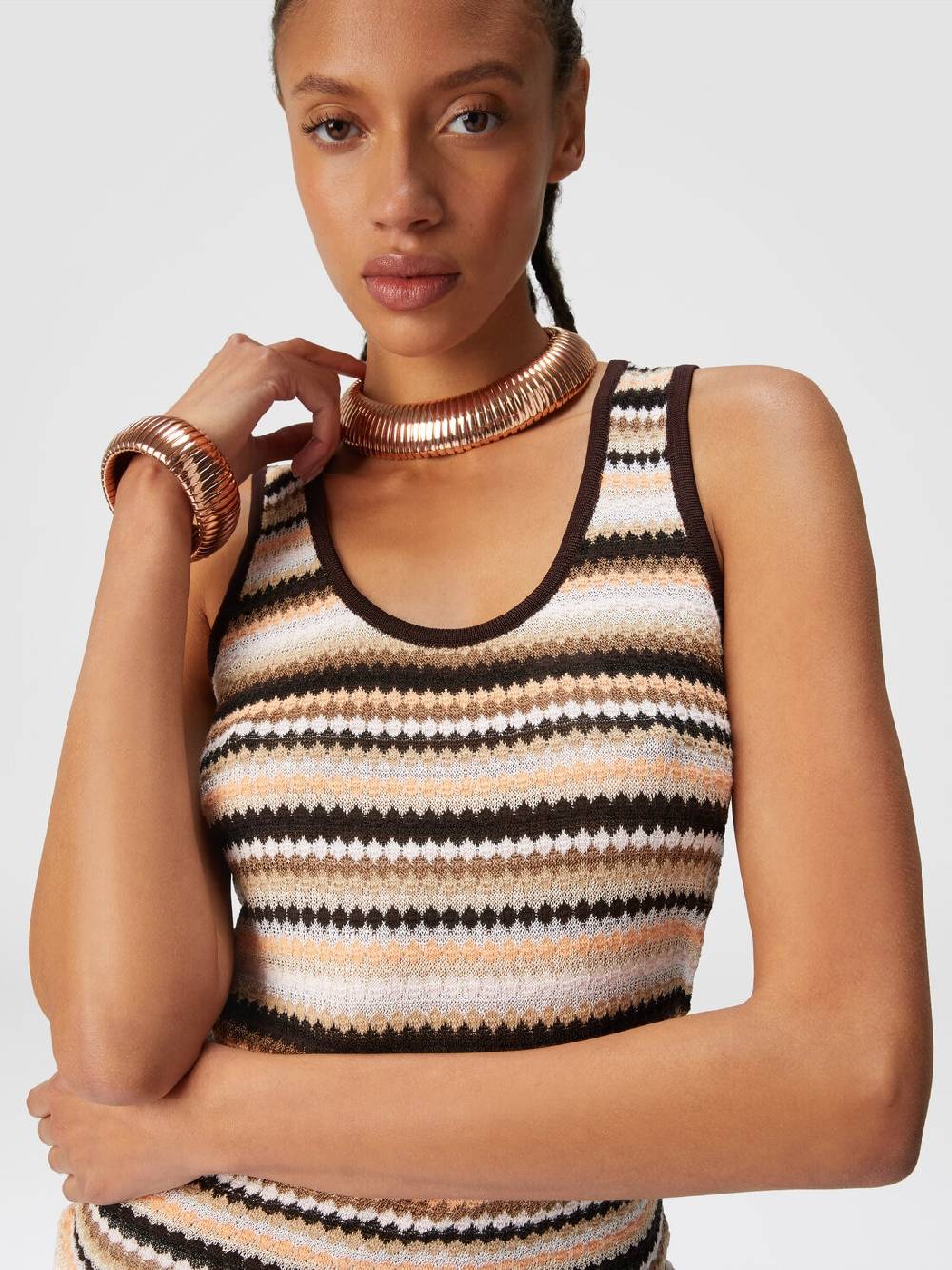 M Missoni Canottiera rigata in cotone e viscosa Offerte speciali