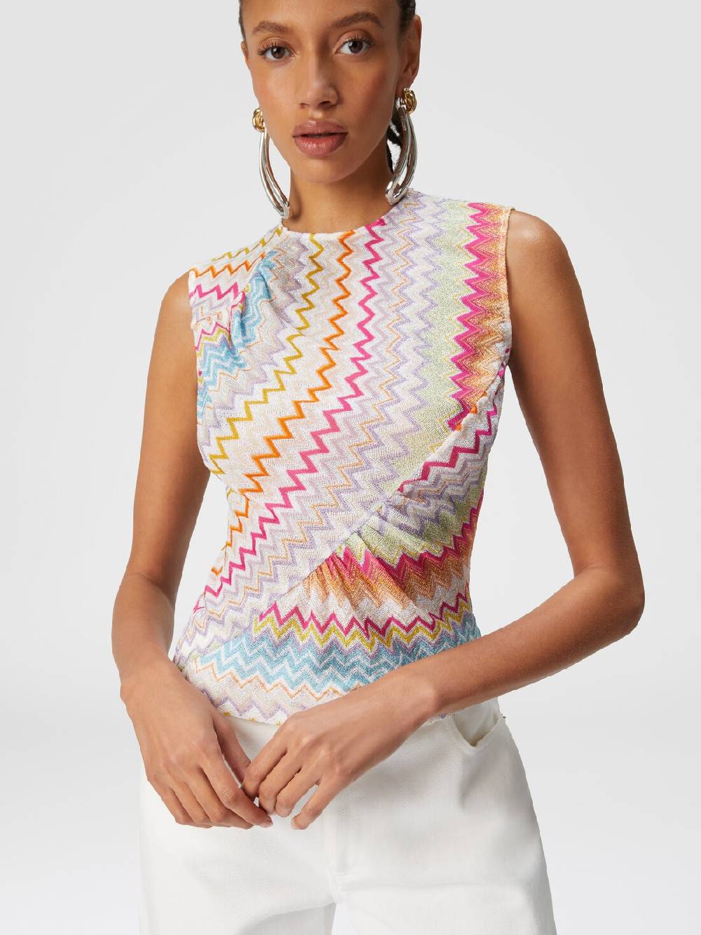 M Missoni Top in viscosa zig zag lamé con arricciature Enormi risparmi