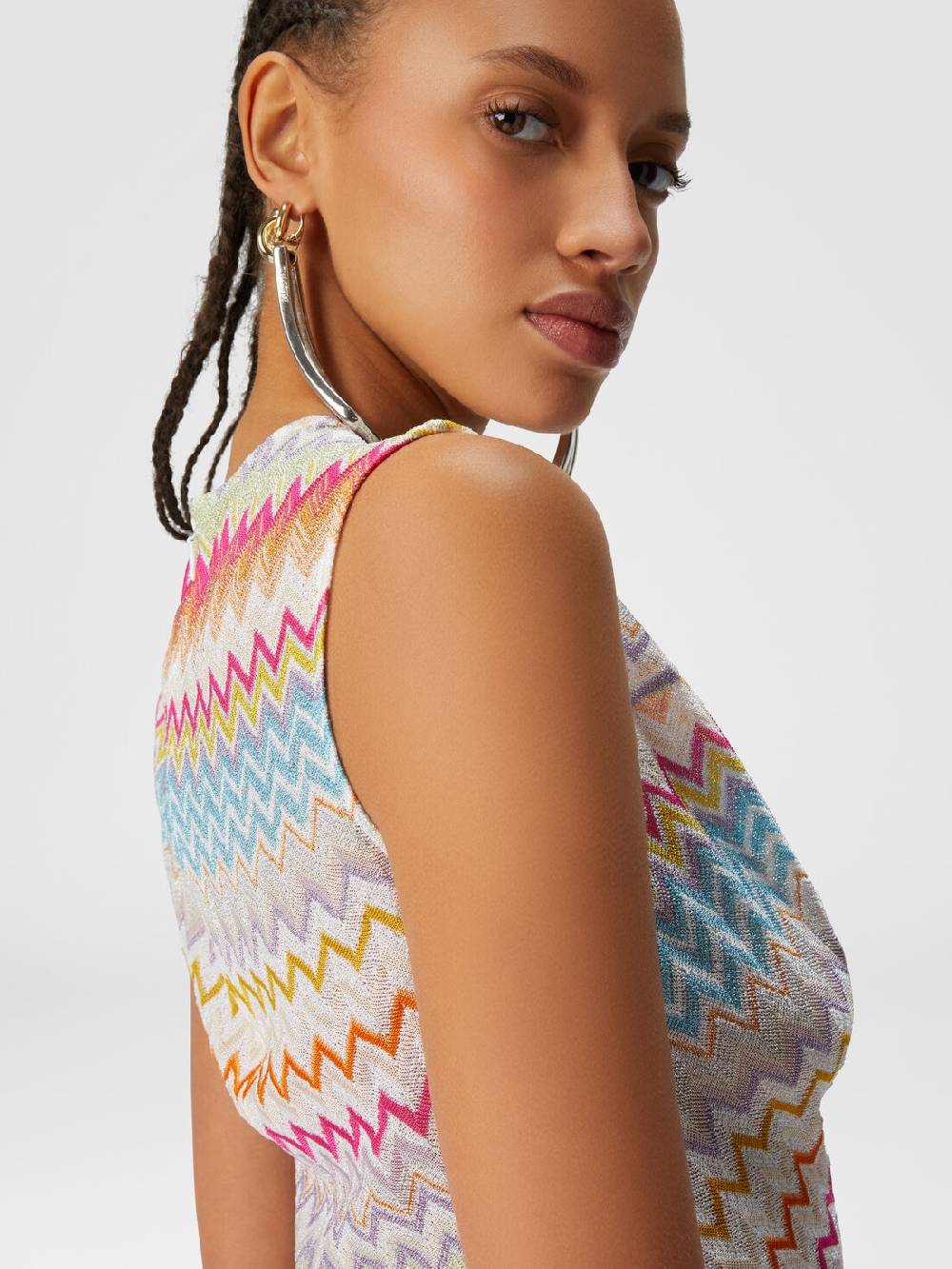 M Missoni Top in viscosa zig zag lamé con arricciature Enormi risparmi