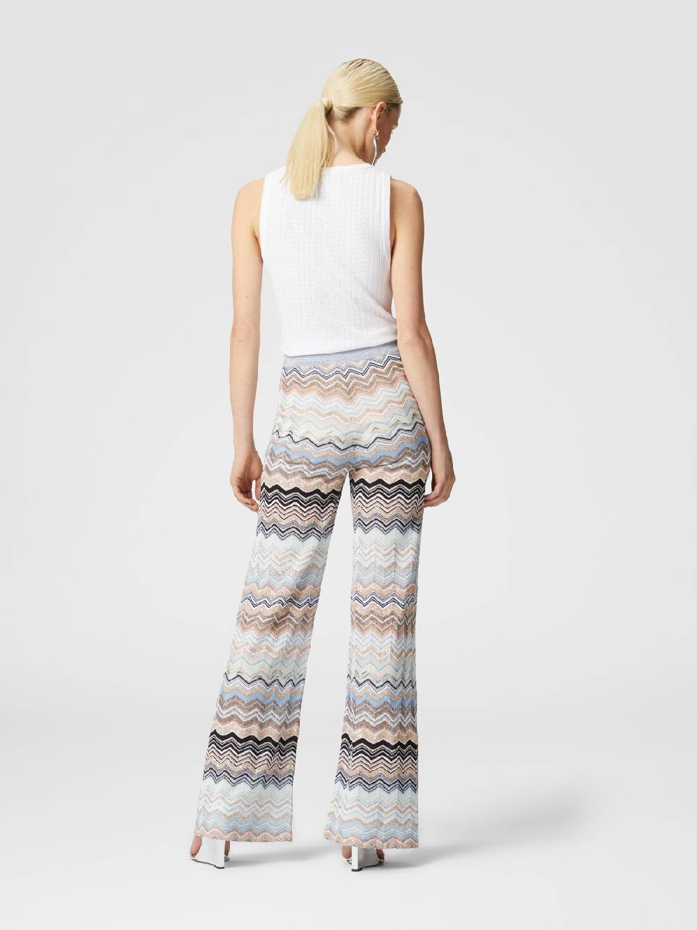 M Missoni Pantaloni in maglia chevron lamé con paillettes Offerta settimanale