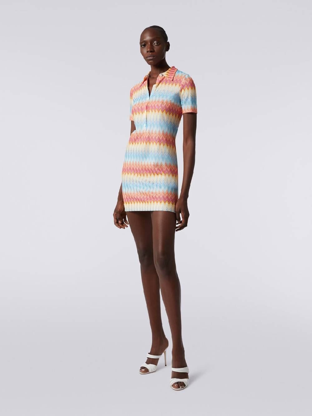 M Missoni Mini-abito modello polo in viscosa zig zag Rilascio limitato