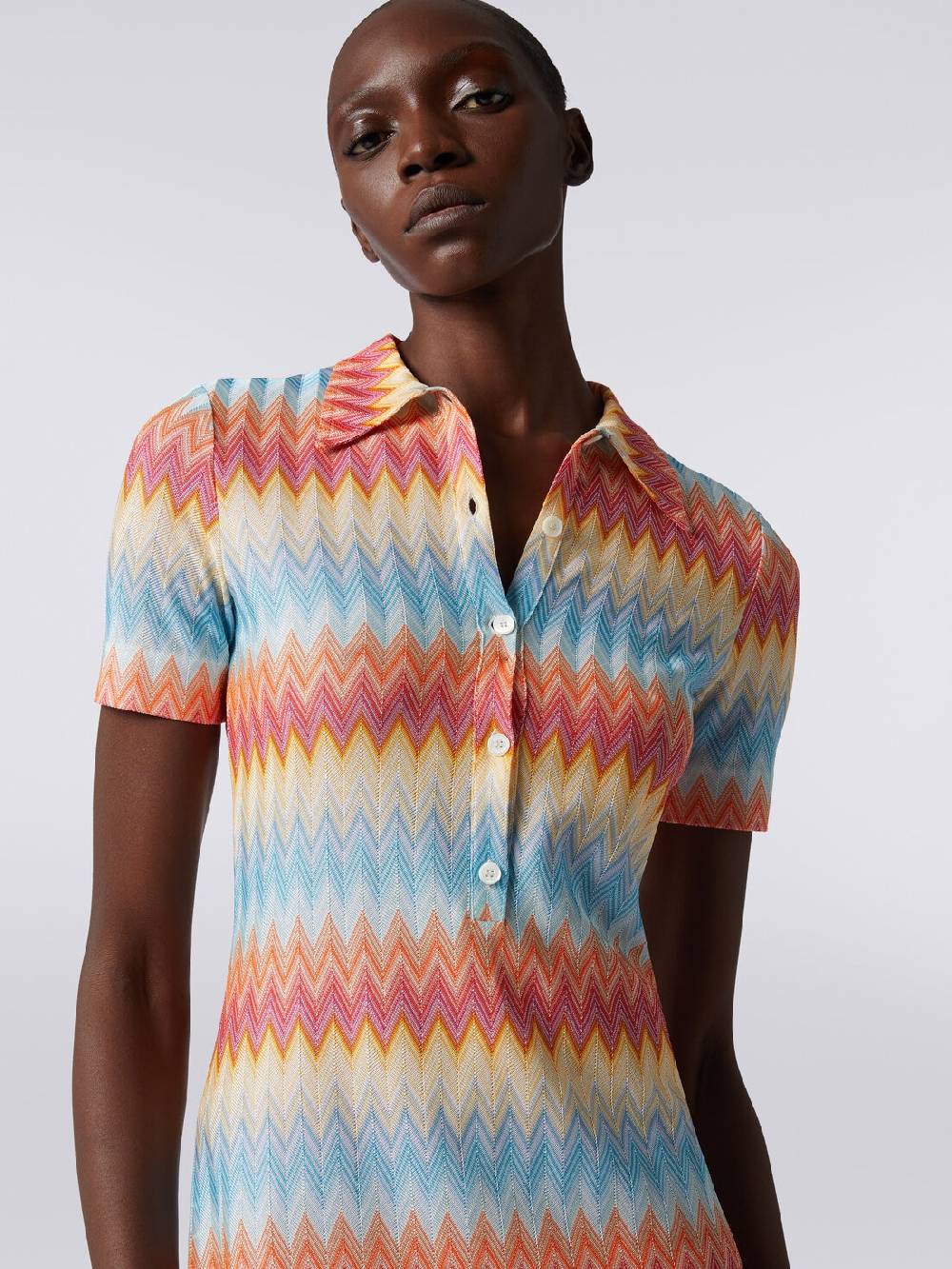 M Missoni Mini-abito modello polo in viscosa zig zag Rilascio limitato