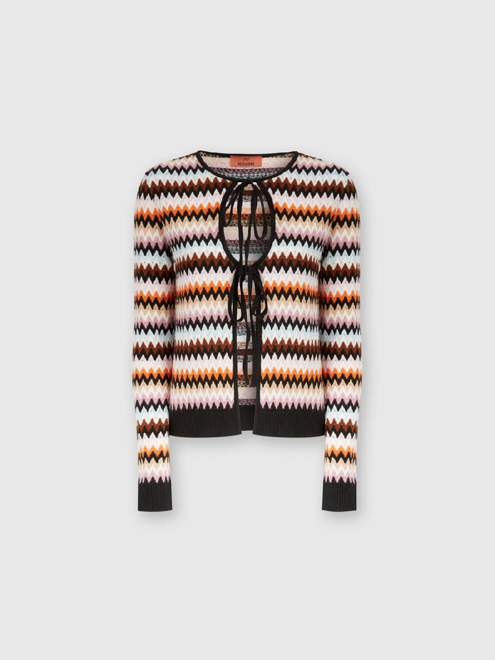 M Missoni Cardigan in lana zig zag con profili a contrasto Ultimi tre giorni